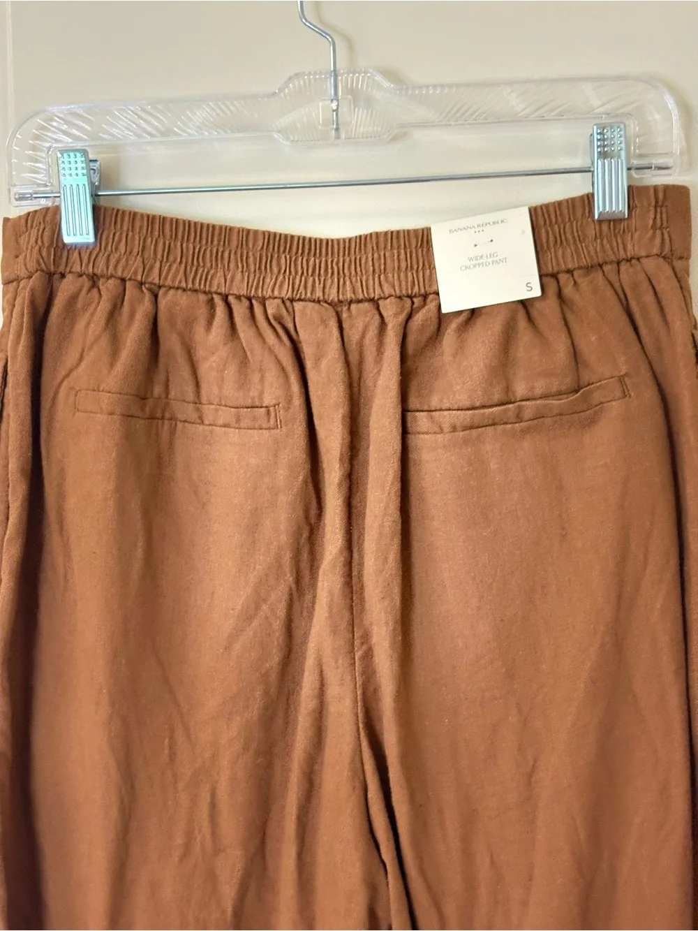 NWT BANANA REPUBLIC Brown Wide-Leg Linen Blend Cropped Pants SZ S $80